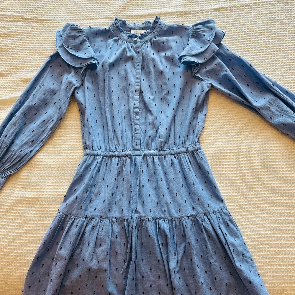 Joie Gray Ruffled Tiered Sundress with Mock Neck